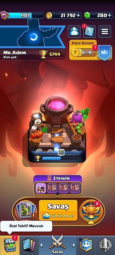 Clash Royale oyun hesabı - Kupa: 5744 (Kupa Yolu, 16. Arena) - Profil