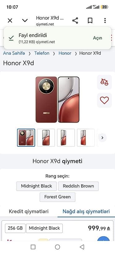 panel radiator: Honor X9d, 256 GB, rəng - Qəhvəyi, Barmaq izi — 1