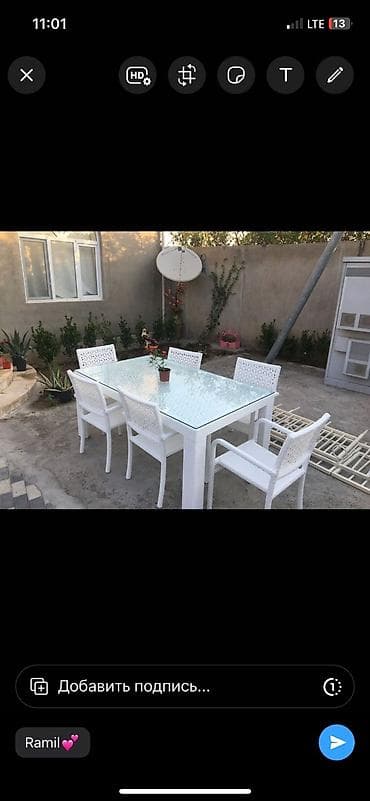 kiraye stol stullar: Balkon üçün, Yeni, Açılmayan, Dördbucaq masa, 6 stul — 2