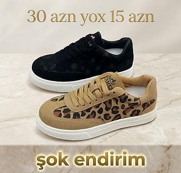 rende: Qadın üçün leopard naxışlı idman ayaqqabıları - Rənglər: qara və bej — 1
