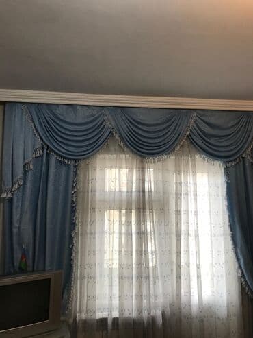 işlənmiş pərdə: İşlənmiş, Pərdə, rəng - Göy — 3