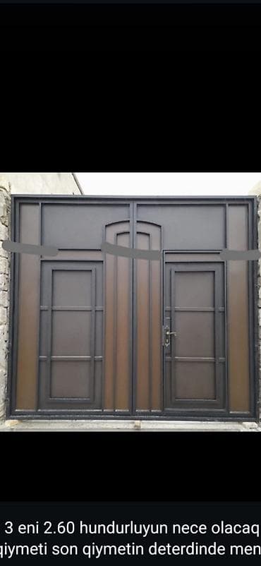 demirin tonu: Dəmir Həyət darvazası, Yana açılan, 3 m, Mexaniki, Qapı ilə, rəng - Qəhvəyi — 1