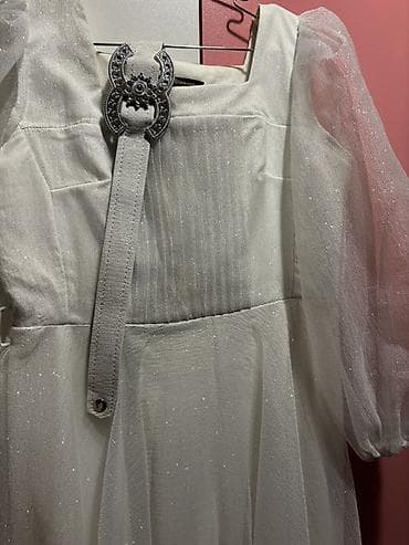 zerli don: Ağ rəngli zərli ziyafət/şənlik geyimi 16 yaş üçün Razmer 40 - Model — 3