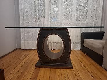 stul stol: Şüşə üstlü yemək/oturma otağı masası - Üst hissə: qalın, şəffaf — 4