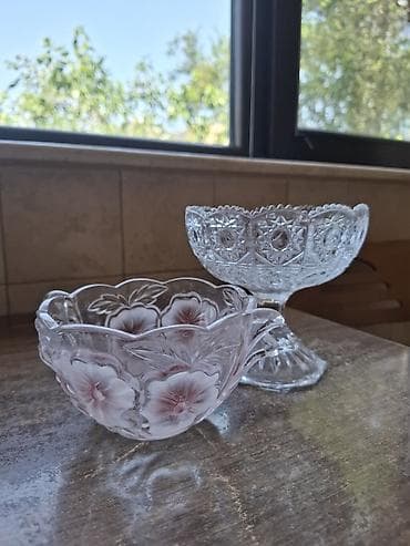 qoz: Şüşə qablar dəsti - 2 ədəd dekorativ meyvə/şirniyyat qabı - Material — 2