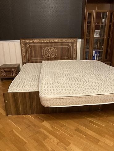 Yataq dəsti – taxta çarpayı və 2 ədəd döşək - Material: ağac — 3