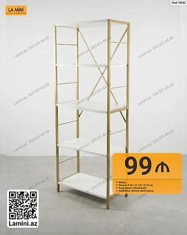 divarda kitab refleri: Stellaj – laqonik və minimalist dizayn - Material: metaldan karkas — 1