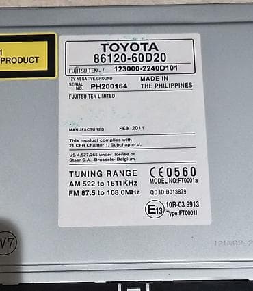 et ceken: Toyota orijinal avtomobil maqnitofonu/radiosu Model: Toyota — 1