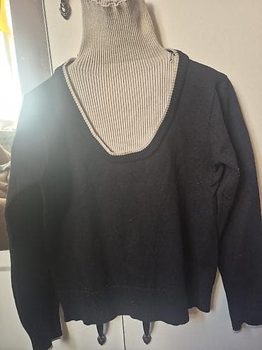 svitir: Qara qadın sviteri - Model: V-yaxa, uzunqol - Rəng: Tünd qara (boz — 2