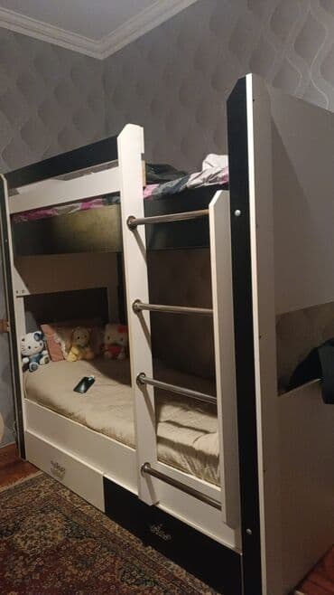 Продукты питания: Uşaq otağı üçün mebel dəsti - İki mərtəbəli çarpayı: Ağ-qara dizayn — 2