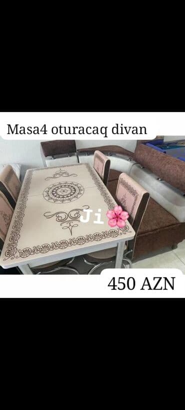 stol desdi: Qonaq otağı üçün, Açılmayan, Dördbucaq masa, 4 stul — 3