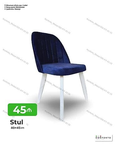 Stul – 40×45 sm - Zərif dizaynlı, yumşaq parça oturacaq və bel