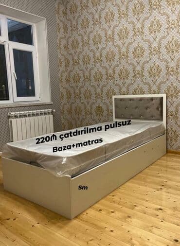 tək carpayilar: Təknəfərlik çarpayı, Bazalı, Matras ilə, Siyirməsiz, Azərbaycan — 4