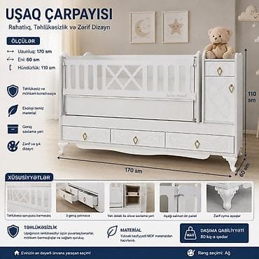 dolab 2 qapili: Oğlan və qız üçün, Yeni, Çarpayı, Bazasız, Matrassız, Siyirməli — 1
