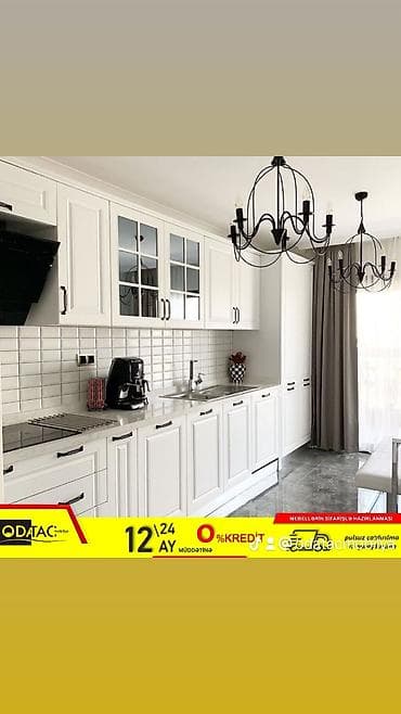 Sifarişlə mətbəx dəsti, Özü çəkən petlələr, Mat laminat, Kredit var, Rayonlara çatdırılma, Pulsuz çatdırılma, Ödənişli çatdırılma