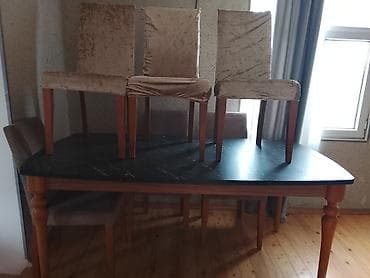 suni mermer: Qonaq otağı üçün, Açılmayan, Oval masa, 6 stul — 3