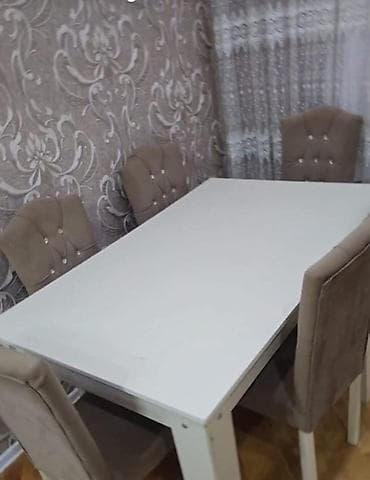 Qonaq otağı üçün, İşlənmiş, Açılan, Dördbucaq masa, 6 stul