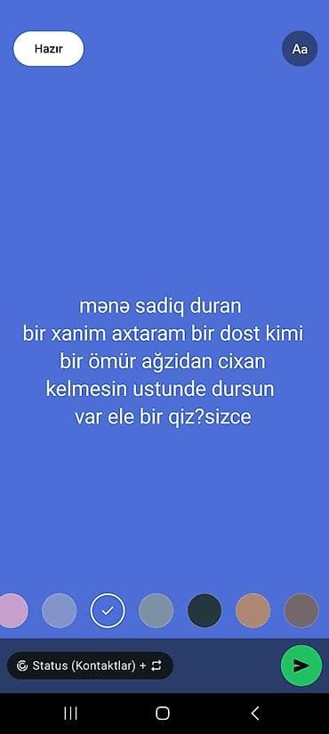 Xidmət: Münasibət və tanışlıq elanı Mətnli vizual status hazırlanması — 1