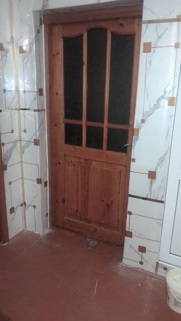 Furnitura və aksessuarlar: Taxta otaq qapıları – şüşəli model - Material: təbii taxta (ram və — 2