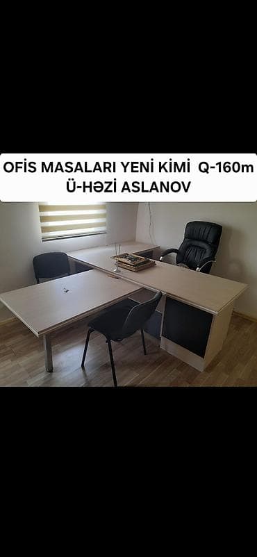 Ofis masaları dəsti - Modellər: menecer/boss masası L-şəkilli qoşulma — 2