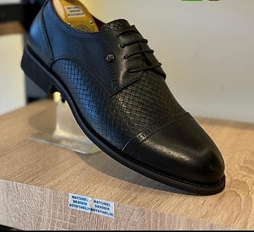 rezin botinkalar: Kişi dəri ayaqqabıları – klassik qara rəngdə - Üst material: “Naturel — 2