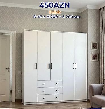 Ağ rəngli çoxfunksiyalı qarderob dolabı Ölçülər: - Dərinlik: 47 sm -