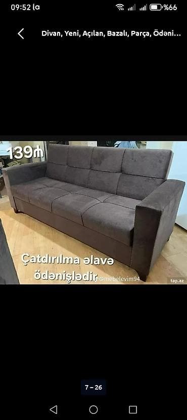 quxna mebeli: Divan, Yeni, Açılan, Bazalı, Parça, Ödənişli çatdırılma — 9