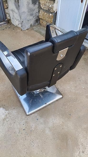 kireslo: Bərbər/kosmetoloji kreslo - Material: qara dəri örtük, paslanmayan — 3