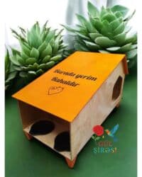 домик для кошек: Taxta pişik evi – “Burada yerim rahatdır” yazılı - Material — 9