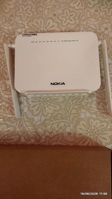nokia modem router: Nokia Wi‑Fi router/ONT Xüsusiyyətlər: - Brend: Nokia - Rəng: ağ - Üst — 5