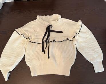 женские вязаные кофты: Qadın trikotaj sviter - Rəng: krem-ağ - Material: qalın toxunma — 1