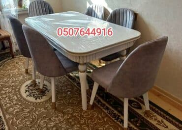 кухонный гарнитур бу: Прямоугольный стол, Для гостиной, 6 персон, Раскладной, Азербайджан, C гарантией — 1