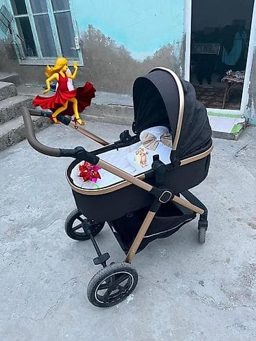 uzun bot: Uşaq arabası – 2-in-1 beşik tipli model - Rəng: qara, qızılı/bronz — 1