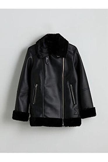 cins pencek: Stradivarius (S-M) Qadınlar üçün qara “aviator” üslubunda süni dərili — 3