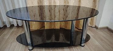 Oval masa, Açılmayan, Təkərsiz, Şüşə, Zəmanətsiz