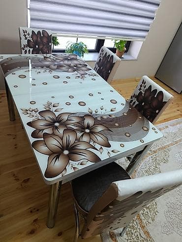 kafe stul: Mətbəx üçün, Açılmayan, Dördbucaq masa, 4 stul — 1