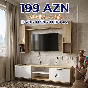 taxta ref: Televizor altlığı – 199 AZN Ölçülər: Dərinlik 40 sm × Hündürlük 50 sm — 1