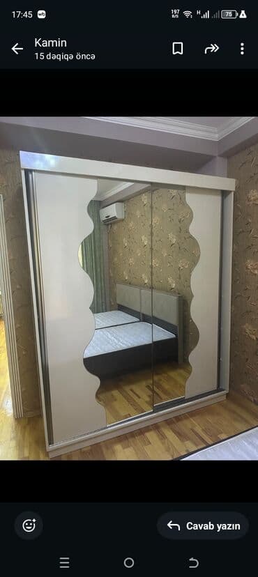 газовый камин: 2 qapılı şkaf 1 ədəd kravat şkafın her iki tərəfində paltar asmaq — 1