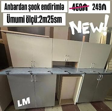 ucuz tap az dolablar: Mətbəx dolabları dəsti – ümumi ölçü: 2 m 25 sm. Xüsusiyyətlər: - — 1