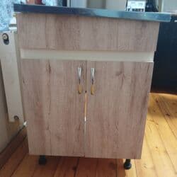 шкафы ванной комнаты: Mətbəx üçün lavabo dolabı - Material: laminat korpus, ağ içlik; — 5