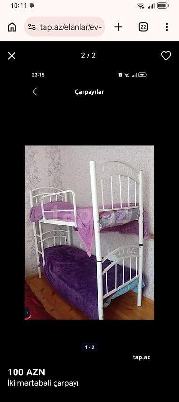 ucuz mebiler: Iki metebe carpayu boyukde yata biler.normal.veziyetdedir.unvan xezer — 2