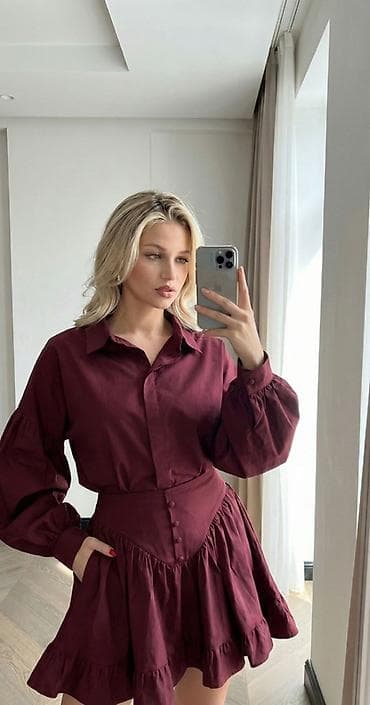 Личные вещи: Qadın geyimləri – dəst və paltarlar 1) Bordo kofta + ətək dəsti - — 1