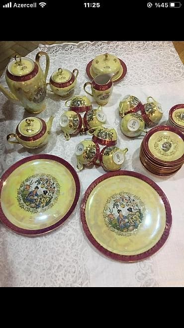 samovar 3 litr: Çay dəsti, Farfor, 12 nəfərlik, Almaniya — 2