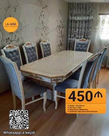 embawood masalar: Qonaq otağı üçün, Dördbucaq masa, 6 stul — 1