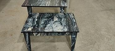 reception masa: Mətbəx və qonaq otağı üçün mərmər naxışlı masa dəsti - Dizayn: Parlaq — 4