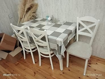 Для кухни, Б/у, Нераскладной, Прямоугольный стол, 4 стула