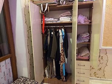 3 qapılı, Güzgülü, Bej, Taxta, Açılan, Düz dolab — 3
