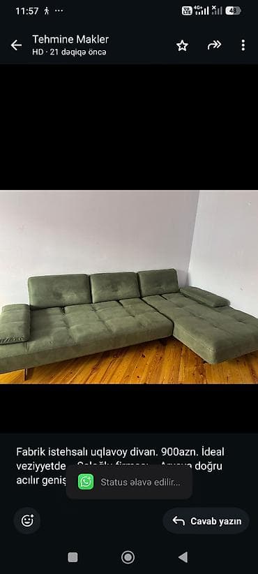 ps divan: Fabrik istehsalı uqlavoy divan. 900azn. İdeal veziyyetde. Saloğlu — 1