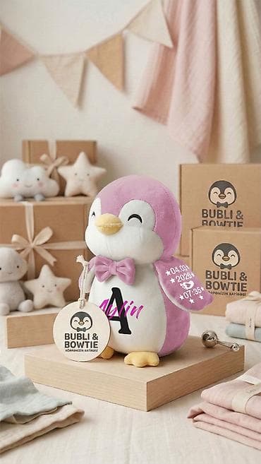 uşaq sumkalari instagram: Bubli & Bowtie – fərdiləşdirilən yumşaq pinqvin oyuncaq - Ölçü — 2