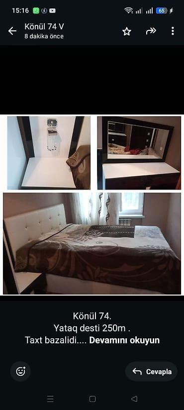Könül 74. Yataq desti 250m . Taxt bazalidi. Yaxşı vəziyyətdədi